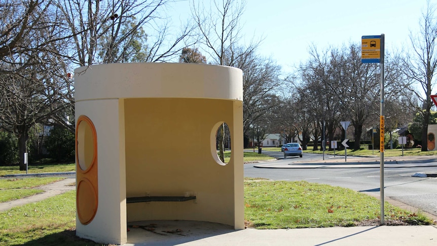 A concrete bus shelter in Ainslie, ACT.