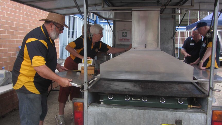 The Rotary club mobile BBQ truck setting up at Winmalee in the Blue Mountains in December 2013.