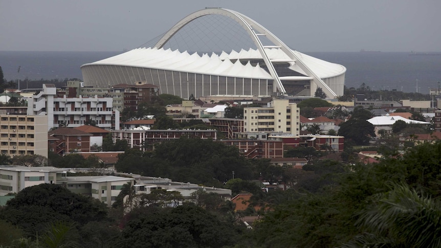 A general view of Moses Mabhida Stadium in Durban, South Africa, on September 2, 2015.
