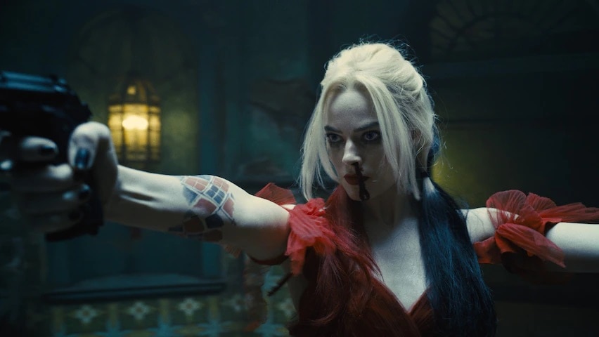 Margot Robbie playing Harley Quinn in the movie, The Suicide Squad.