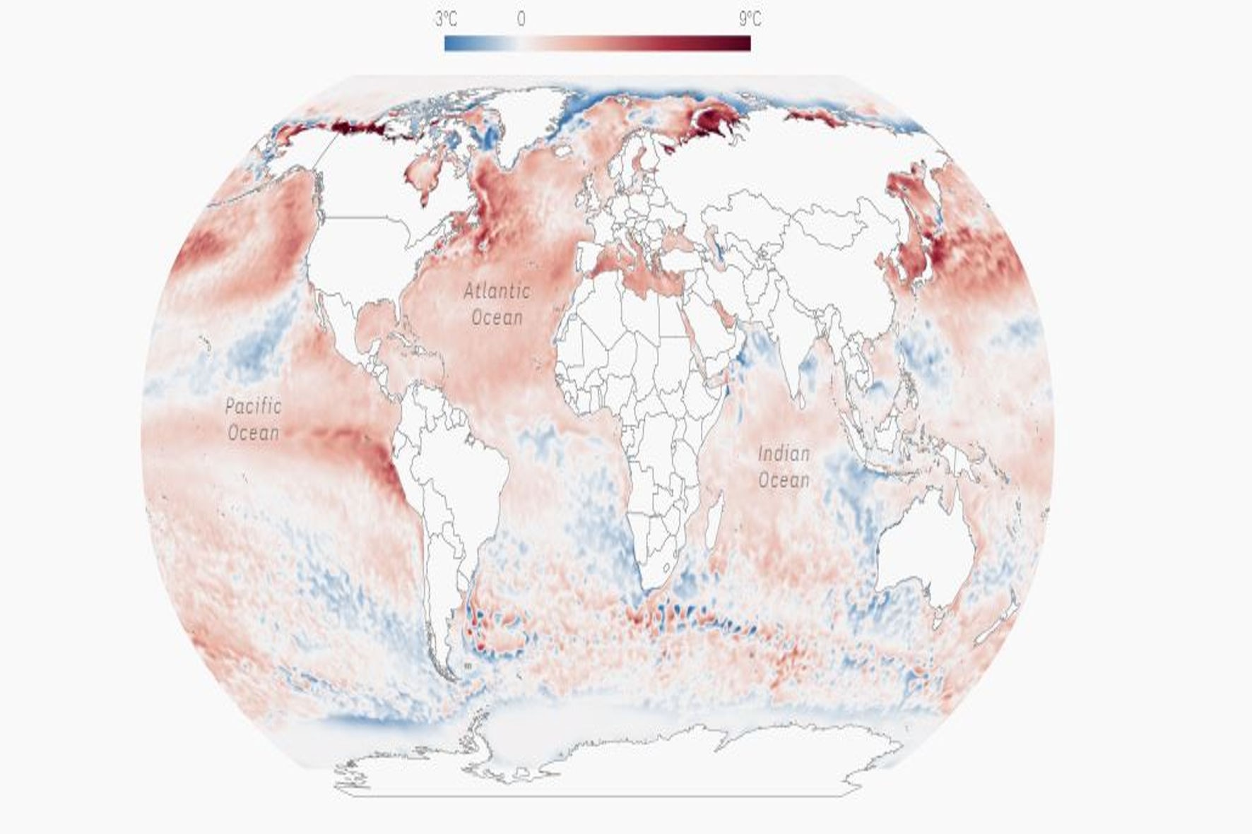 Sea surface temperature anomaly's July 2023