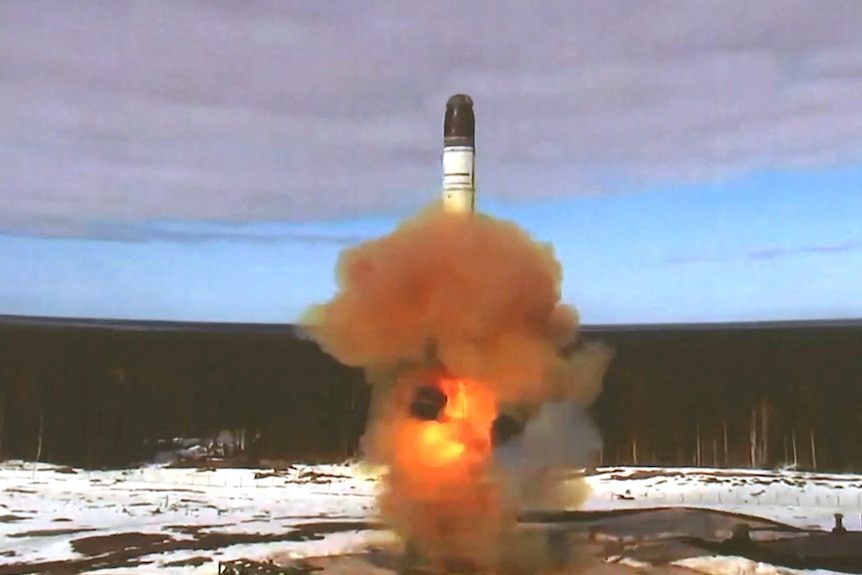 An intercontinental ballistic missile launched in a test.