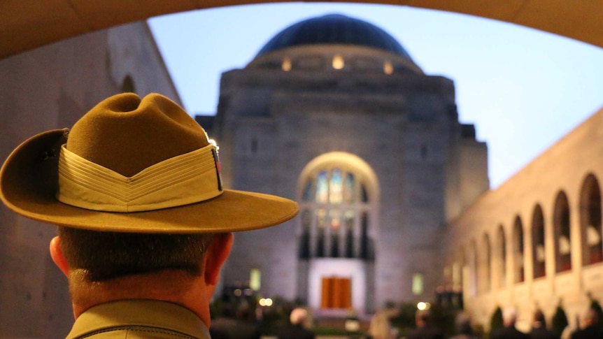 The back of a soldier's slouch hat at the War Memorial.