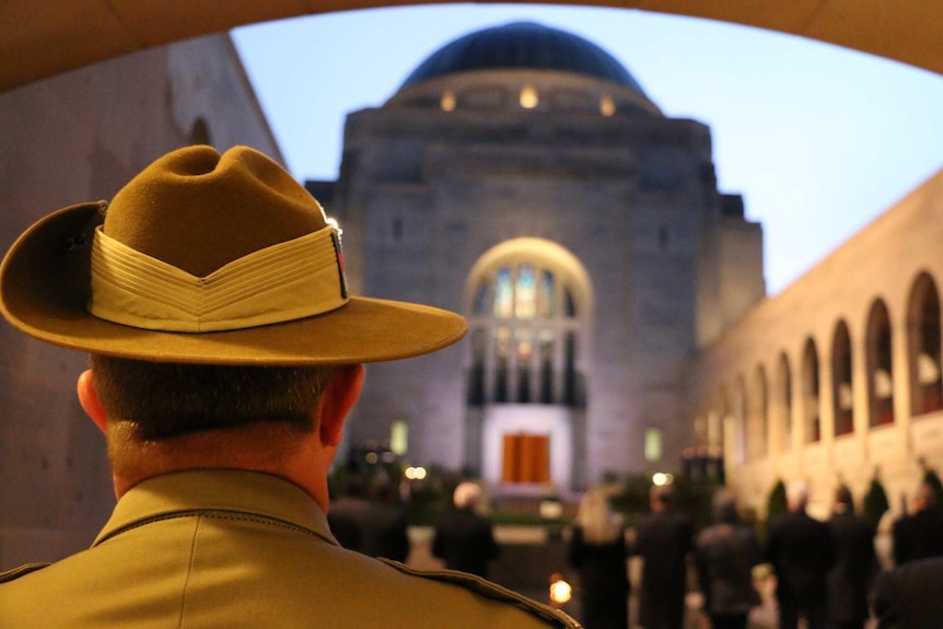 The back of a soldier's slouch hat at the War Memorial.