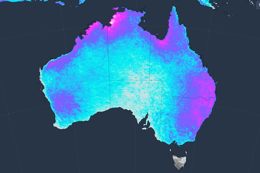 A map of Australia showing lightning density.