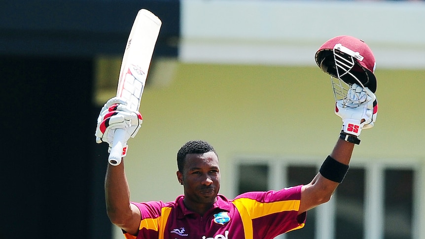 Pulsating display ... Kieron Pollard after posting his century