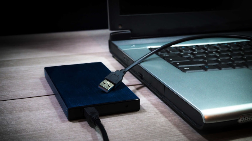 Backup with a External HDD stock photo