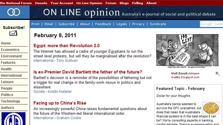 Screenshot of On Line Opinion website (On Line Opinion)
