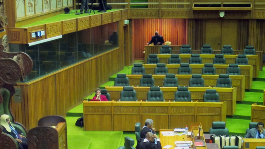 Dame Carol Kidu sits on the opposition benches at Parliament House in Port Moresby