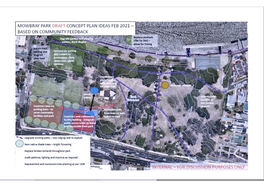 A map with notes written over it showing Mowbray Park in East Brisbane