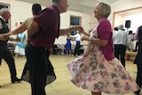 Man and woman dancing at the Johnsonville hall in east Gippsland.