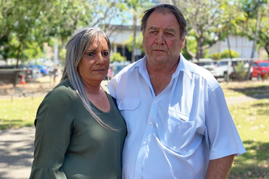 Kathryn McCabe stands with a family member outside the Supreme Court in Townsville.