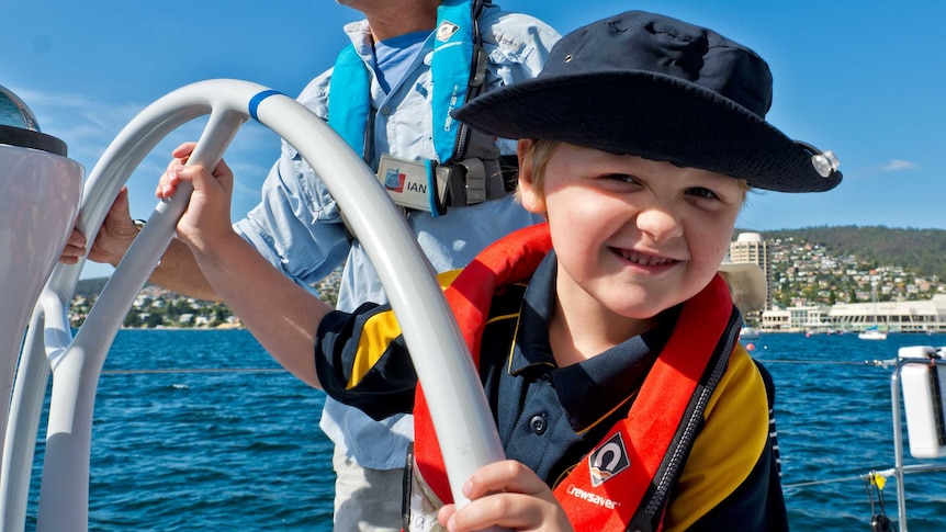 Arthur Coleman enjoying Winds of Joy sailing program in Hobart