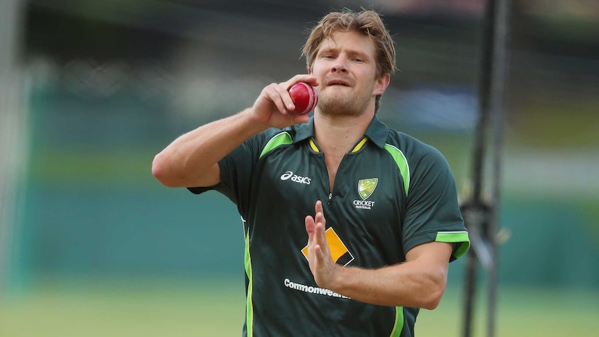 Shane Watson bowls at training ahead of the first Ashes Test