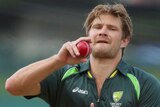 Shane Watson bowls at training ahead of the first Ashes Test