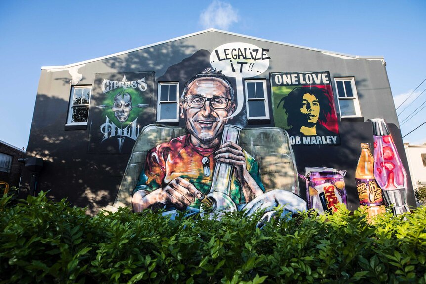 A mural of Greens leader Senator Richard Di Natale in Sydney