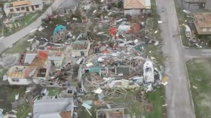 Aerial footage shows the destruction caused by Hurricane Irma to the island of Barbuda