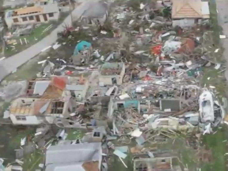 Aerial footage shows the destruction caused by Hurricane Irma to the island of Barbuda