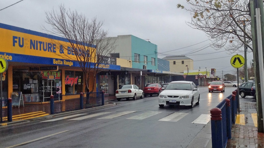 Cars on main street of George Town, Tasmania, July 2016.