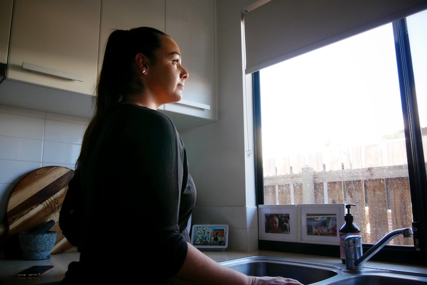 Hannah Anderson standing in the kitchen in Broome, May 2022. 