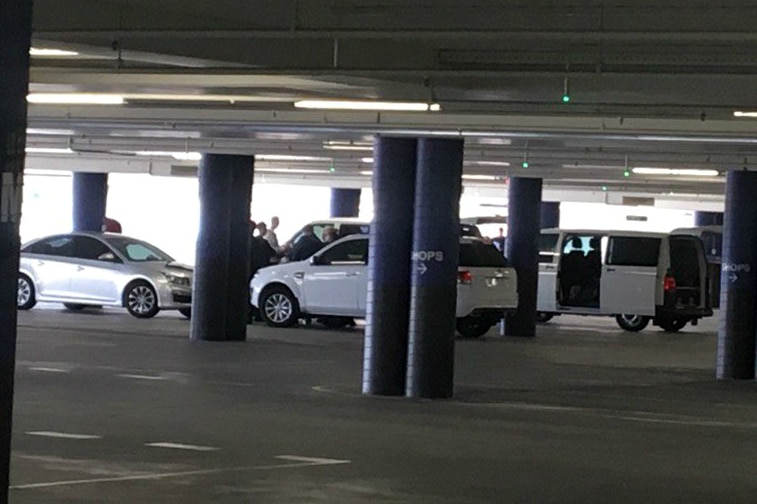 Police officers in the Doncaster shopping centre car park