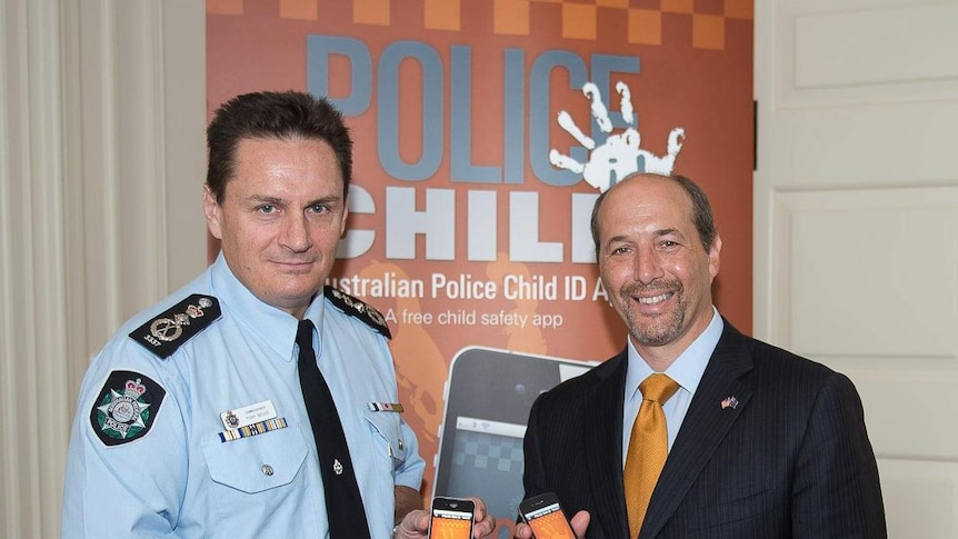US Ambassador Jeffrey Bleich and AFP Commissioner Tony Negus launched the missing child app.