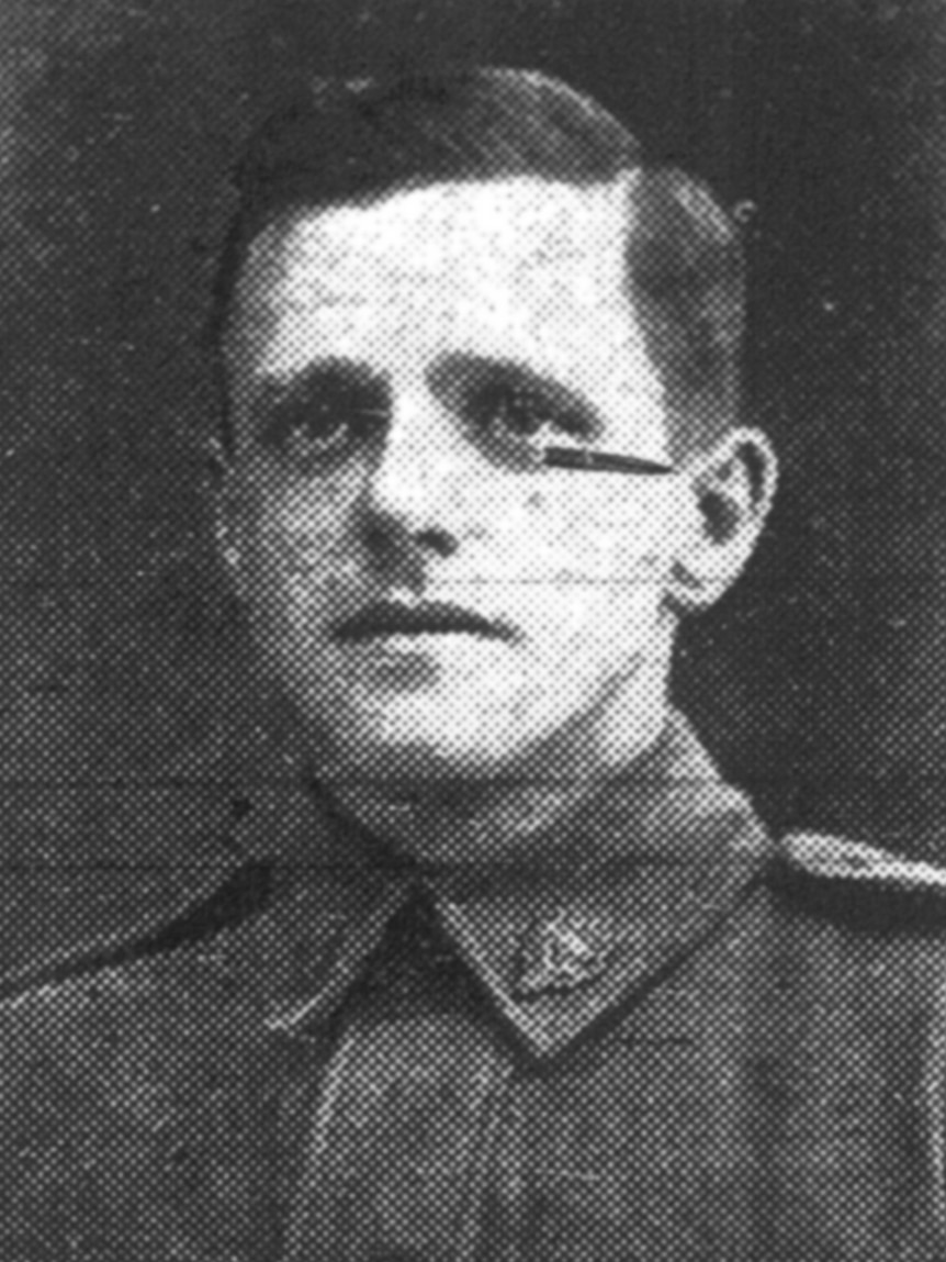 A studio portrait of Sergeant Harry Laughlan Bowser, in uniform.