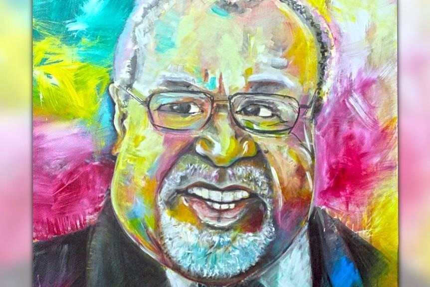 A colourful portrait of Sir Michael Somare.