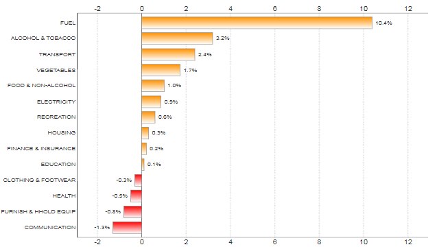 A graphic showing inflation by category