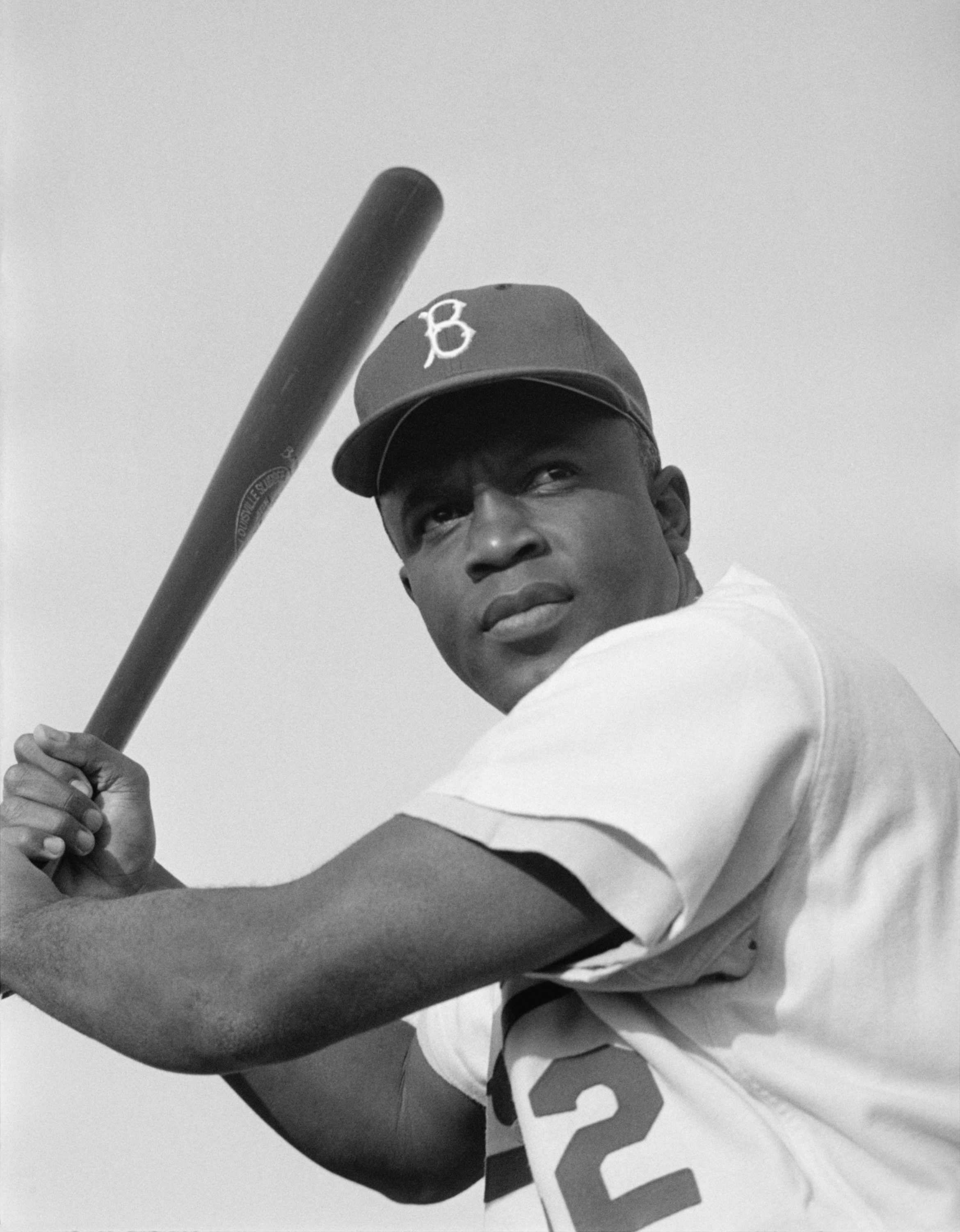 Former US baseball player Jackie Robinson, the first African American to play in Major League Baseball.