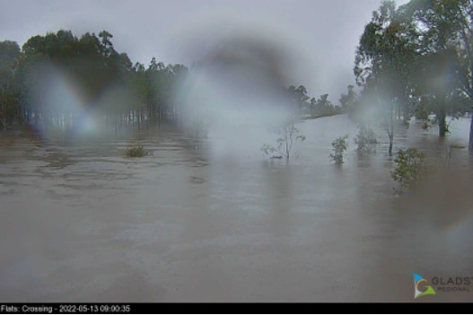 CCTV footage of a flooded catchment area 