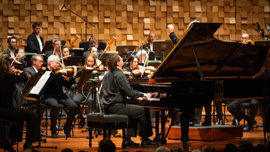 Pianist Alexey Yemtsov performs with the Tasmanian Symphony Orchestra.