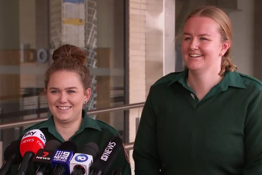 SA Ambulance officers Perri Kennett and Hayley Mannix.