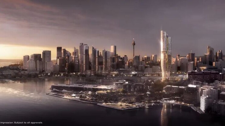artist impression of the sydney skyline with an extra tower by the shore