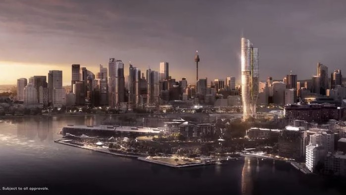 artist impression of the sydney skyline with an extra tower by the shore