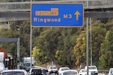 Cars move along the of the M3 freeway in Melbourne towards Eastlink.