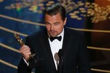 Leonardo DiCaprio accepts the Oscar for Best Actor for The Revenant at the 2016 Oscars
