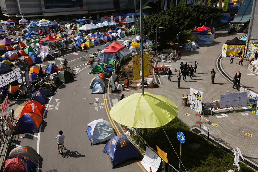Protesters camp in Hong Kong's streets