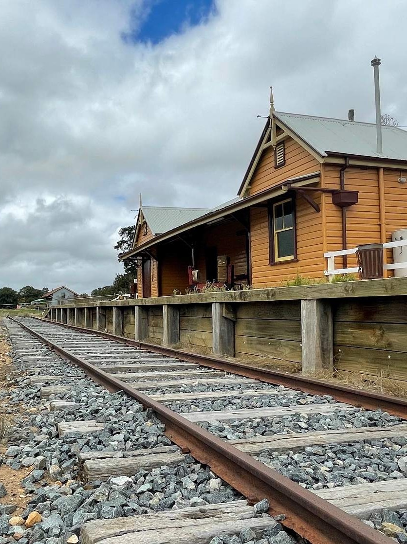 A railway line and a historic train station.