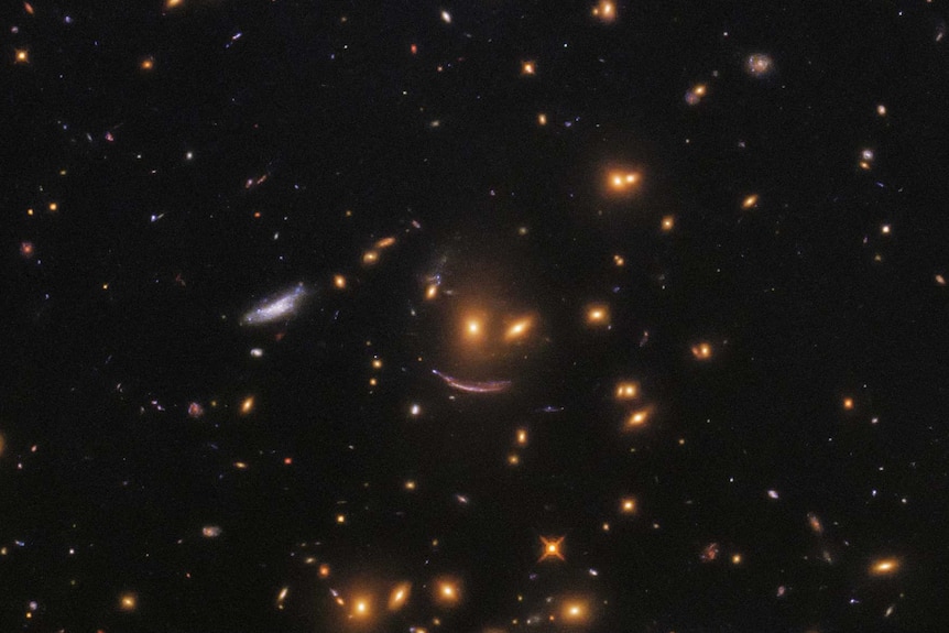 A smiling face in space captured by the Hubble Telescope