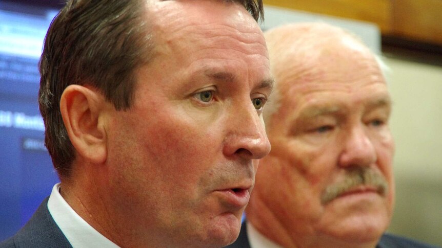 WA Opposition Leader Mark McGowan and Labor MP Mick Murray at their launch to combat methamphetamine