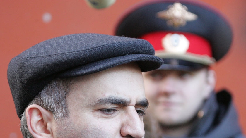 Chess champion and activist Garry Kasparov after his arrest in a protest march in Russia.