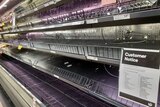 Empty shelves in a supermarket