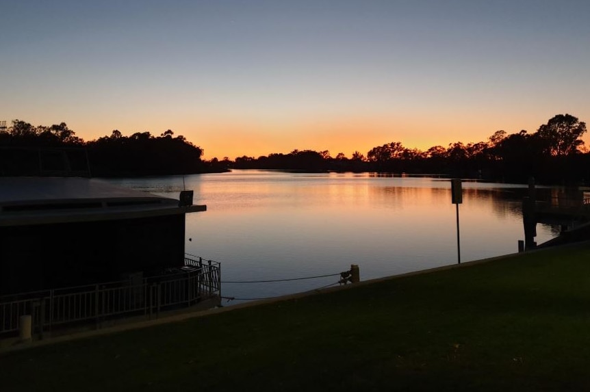 A colourful sunset on the Murray River in Renmark.