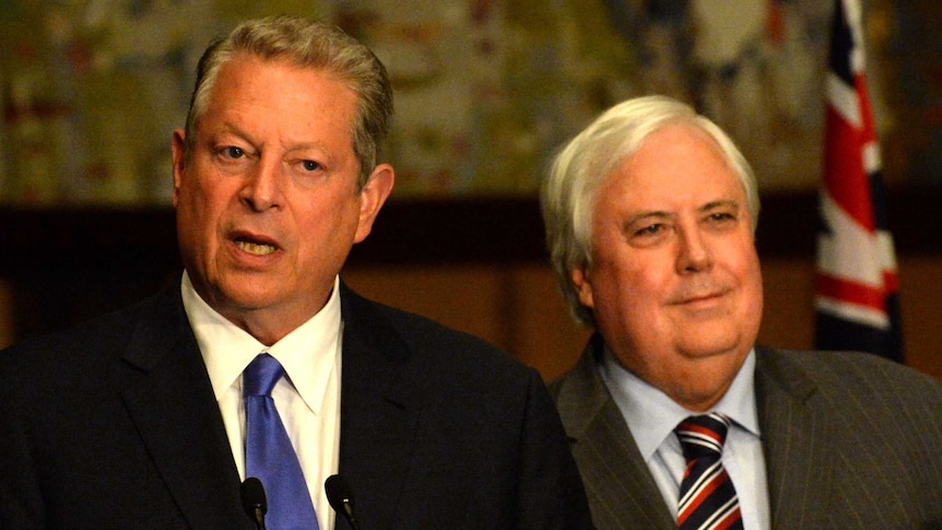 Clive Palmer and Al Gore take the stage