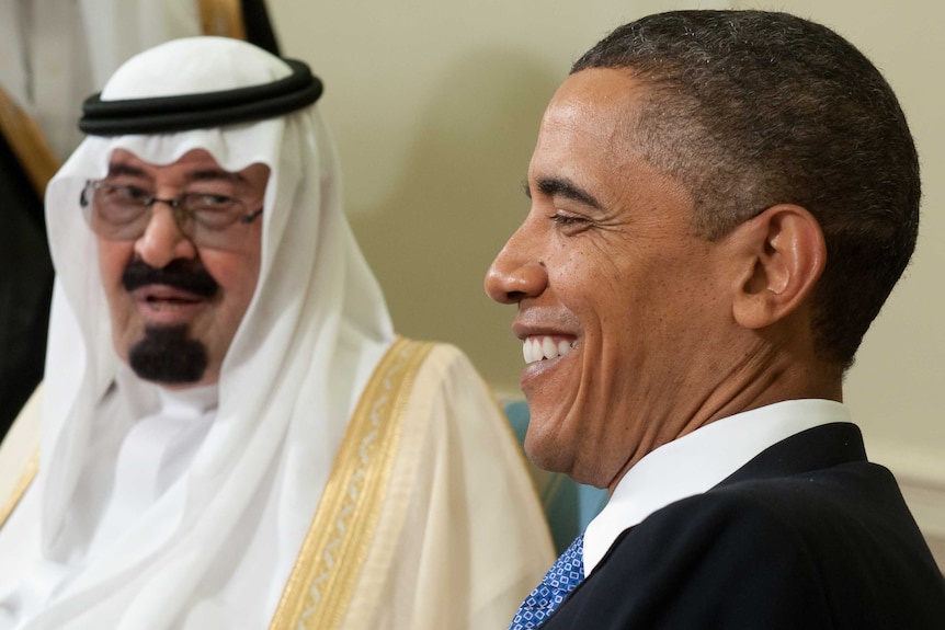 Barack Obama meets King Abdullah in the Oval Office in 2010.