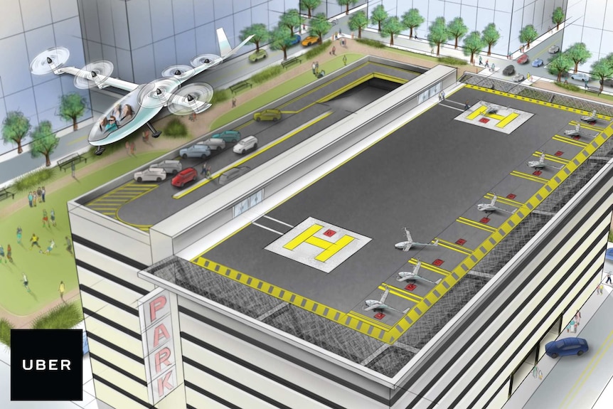 Artist's impression of an Uber flying car