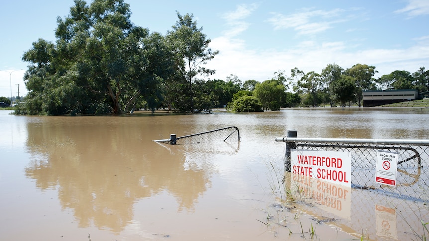 Flooded Waterford State School premises, south of Brisbane, April, 1, 2017.