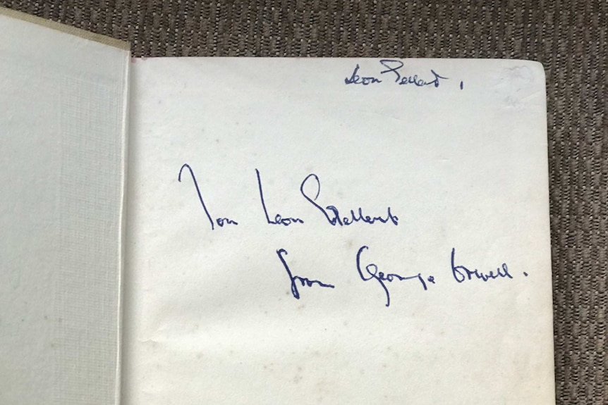 An inscription inside the front cover of a book.