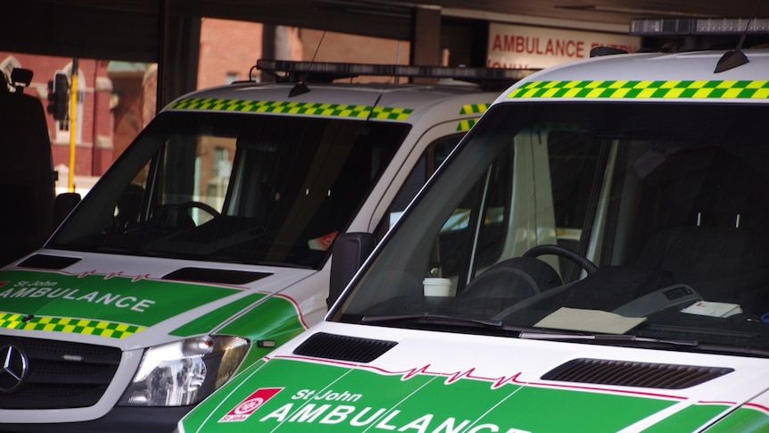 Ambulances outside Royal Perth Hospital